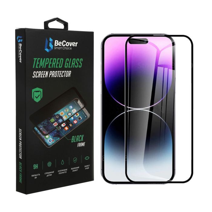 Стекло защитное BeCover Apple iPhone 14 Pro Max Black Фото