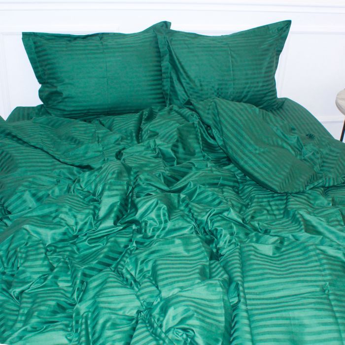 Пододеяльник MirSon Satin Stripe 30-0017 Green 143х210 см Фото