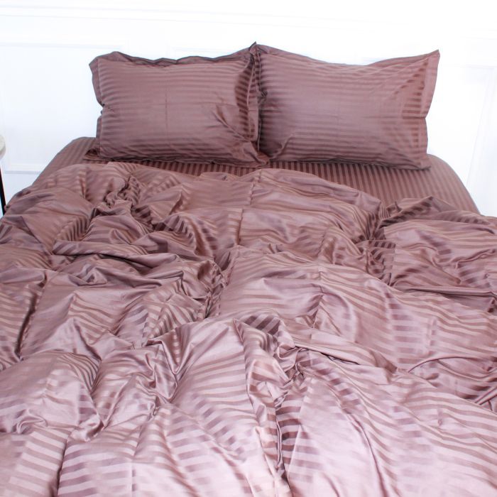 Пододеяльник MirSon Satin Stripe 30-0006 Dark Brown 175х210 см Фото