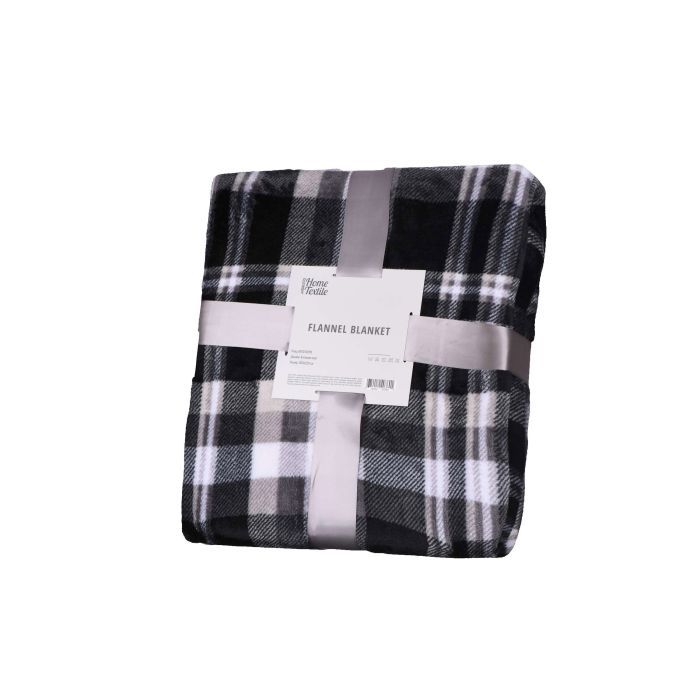 Плед Ardesto Flannel клітинка сіра, 160х200 см Фото