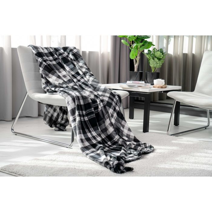 Плед Ardesto Flannel клітинка сіра, 160х200 см Фото 1
