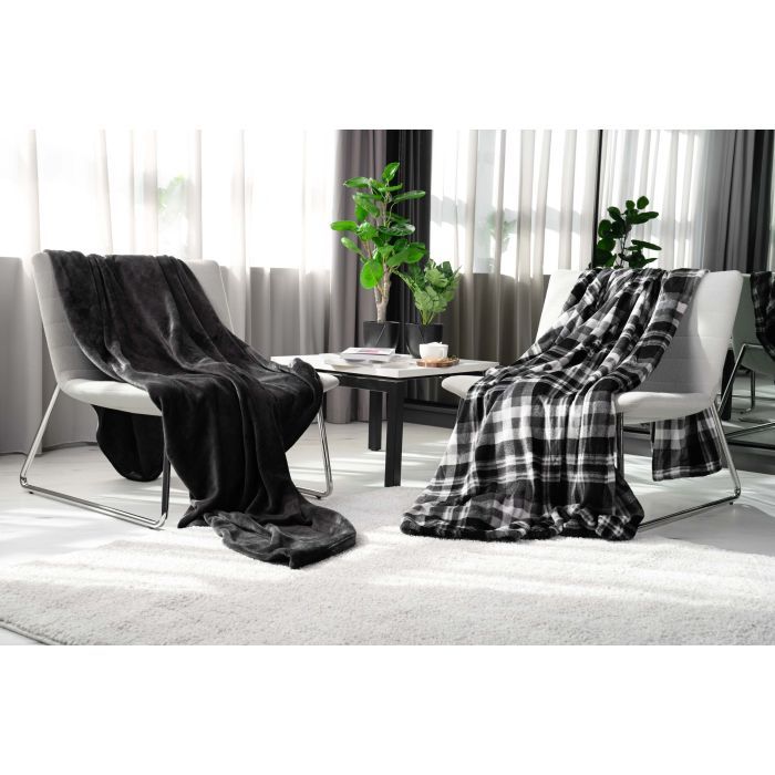 Плед Ardesto Flannel клітинка сіра, 160х200 см Фото 3
