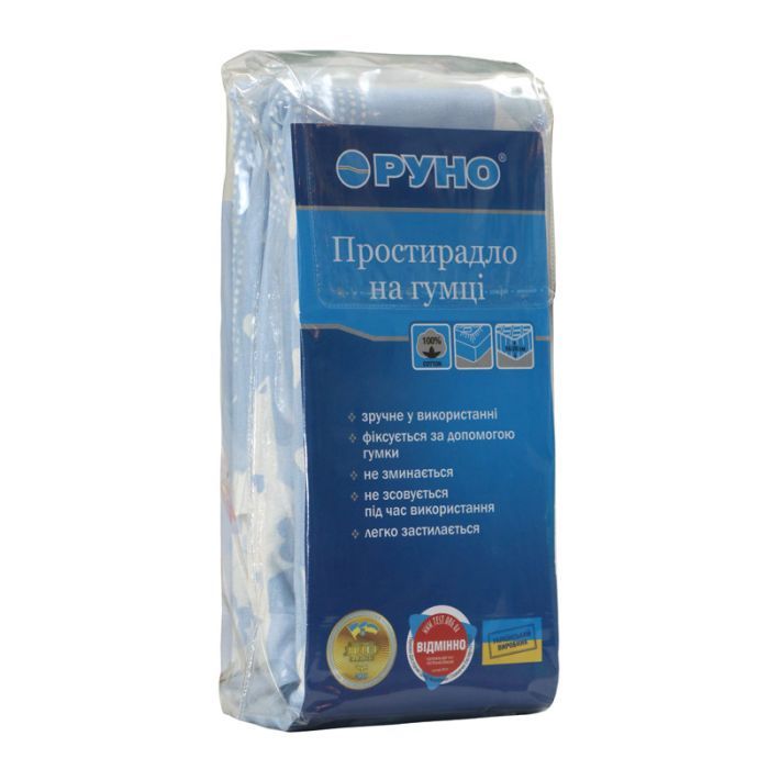 Простынь Руно бязь на гумці Blue Star 90х200 см Фото 1