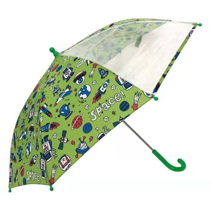 Зонт Economix Space трость автомат, прозрачный/зеленый Фото