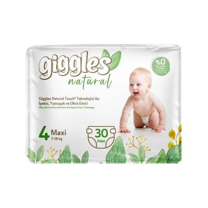 Подгузники Giggles Natural 4 Maxi 7-18 кг 30 шт Фото