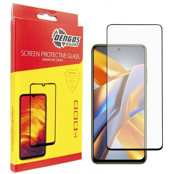 Стекло защитное Dengos Full Glue Poco M5s (black) Фото