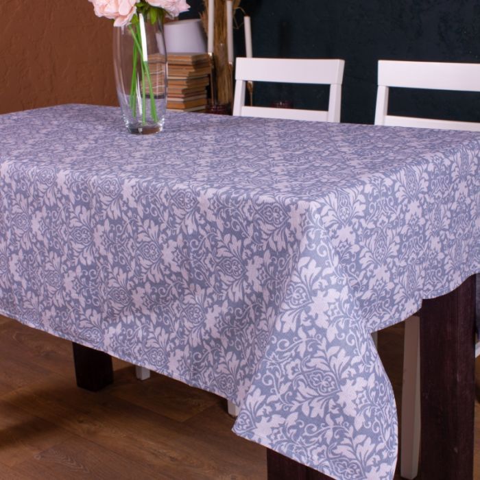 Скатерть MirSon Рогожа №217 Blue Patterns 130x220 см Фото