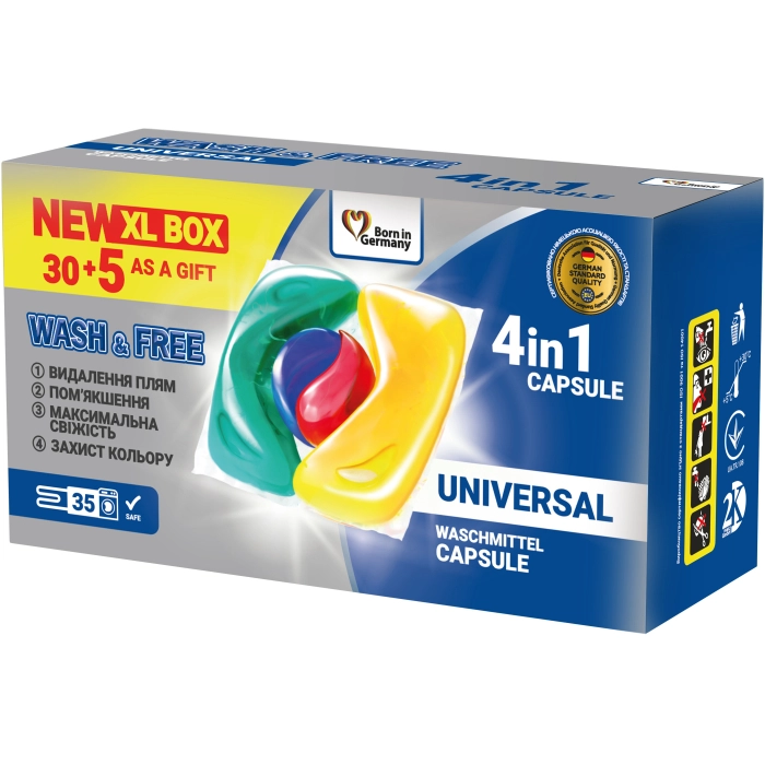 Капсули для прання Wash&Free Universal 35 шт. (4260637721945)