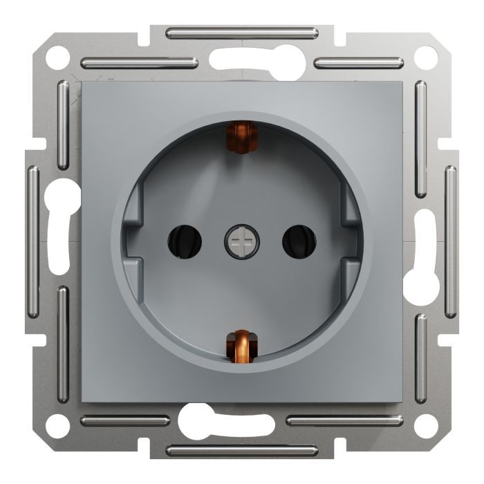 Розетка Schneider Electric ASFORA сталь Фото