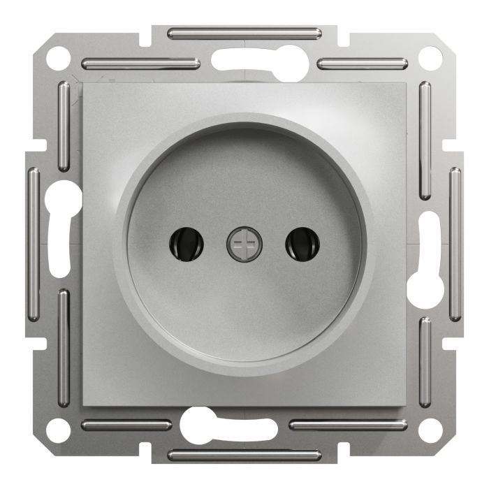 Розетка Schneider Electric ASFORA без заземлення алюм. Фото