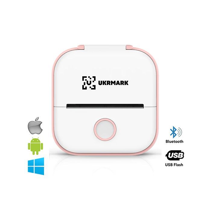 Принтер чеков UKRMARK P02PK Bluetooth, бело-розовый Фото