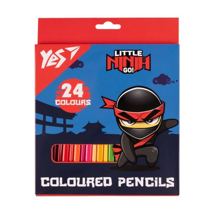 Карандаши цветные Yes 24 круг Ninja синий Фото