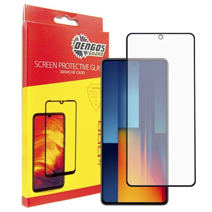 Стекло защитное Dengos Full Glue POCO M6 Pro (black) Фото