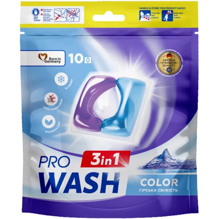 Капсулы для стирки Pro Wash Color Гірська свіжість 10 шт. Фото