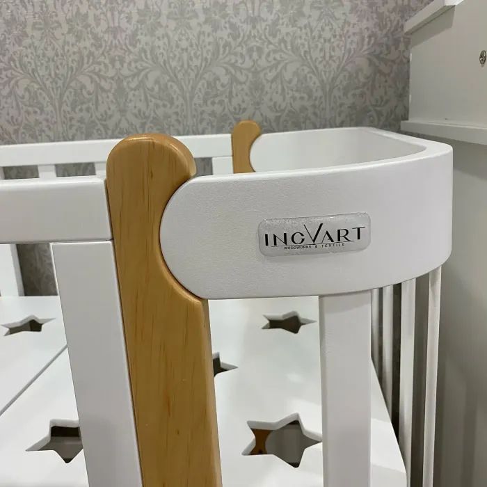 Кроватка Ingvart трансформер Nika 70 з опускною боковинкою (70х94, Фото 4