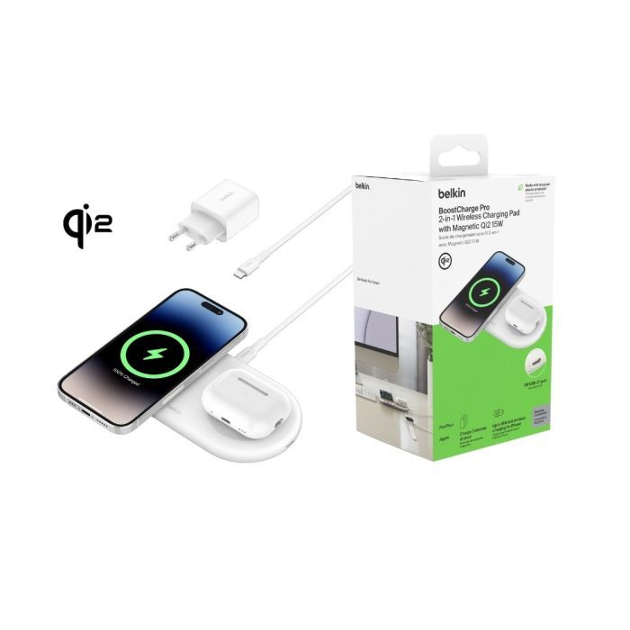 Зарядное устройство Belkin 2in1 15W Pad Qi2 white Фото