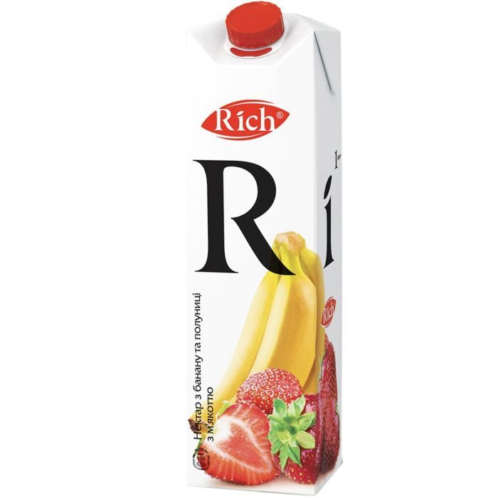 Сок Rich Бананово-клубничный нектар с мякотью 1 л Фото