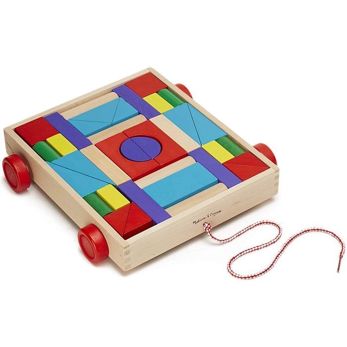 Кубики Melissa&Doug Набор деревянных блоков на тележке Фото