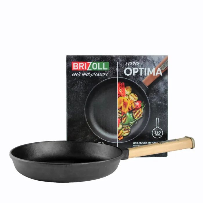 Сковорода Brizoll Optima чавунна з ручкою 220х40 мм Фото 2