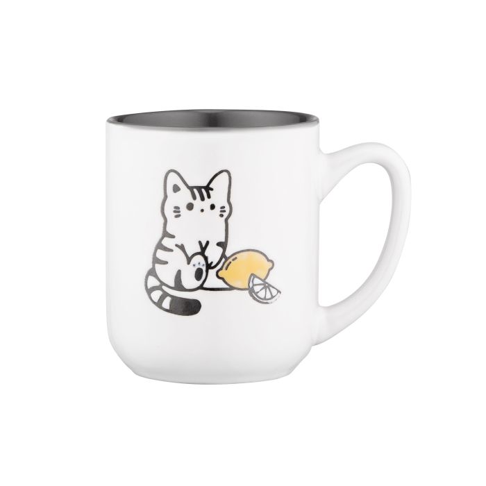 Чашка Ardesto Cat, 380мл, кераміка, біло-сірий Фото