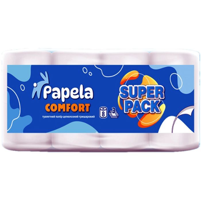 Туалетная бумага Papela Comfort 3 слоя 8 рулонов Фото