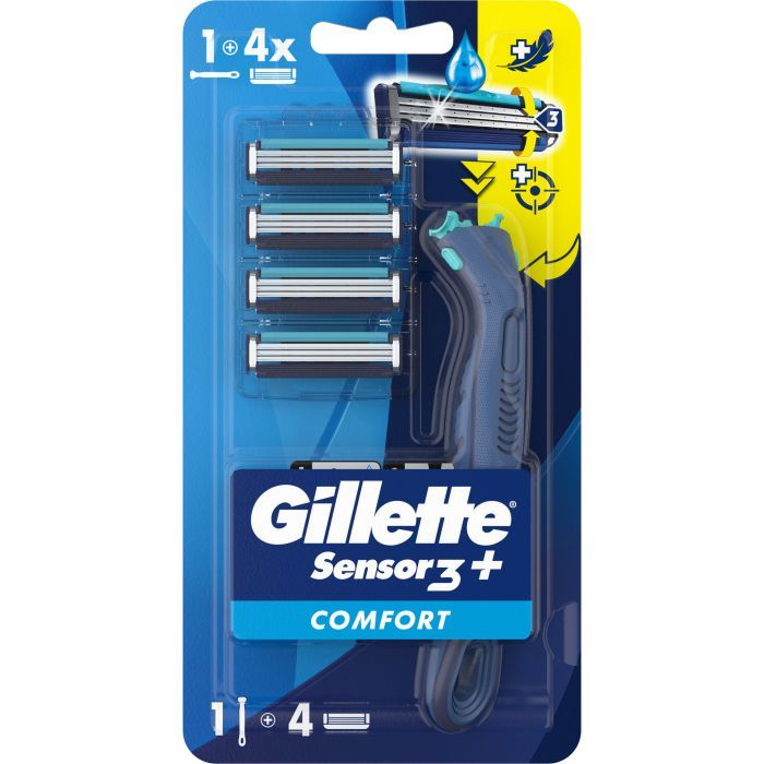 Бритва Gillette Sensor 3+ с 4 сменными картриджами Фото