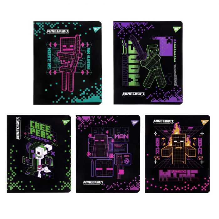 Тетрадь Yes Minecraft. Black 12 листов клетка Фото