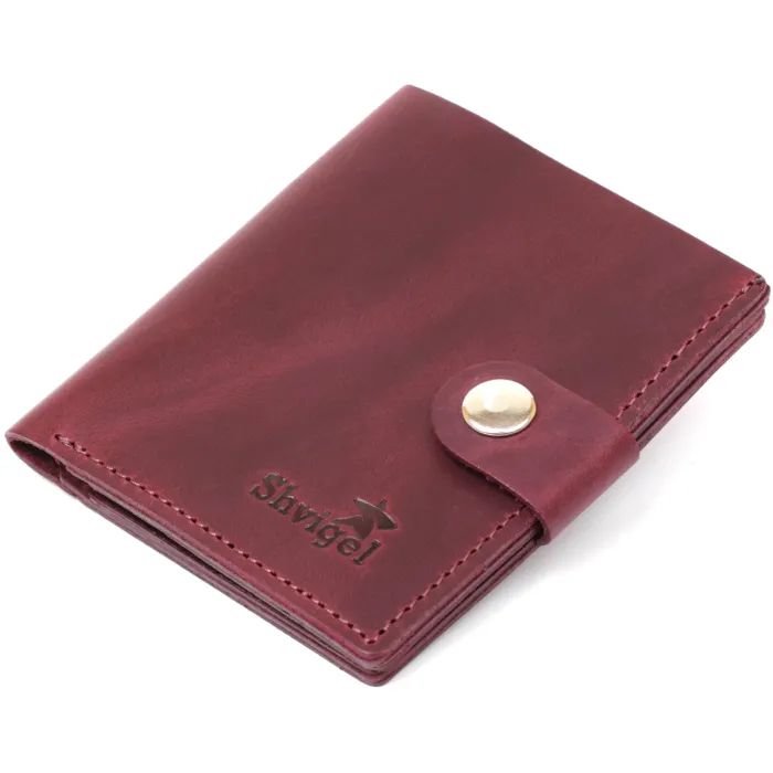 Портмоне Shvigel Кожаное Вишневое Фото