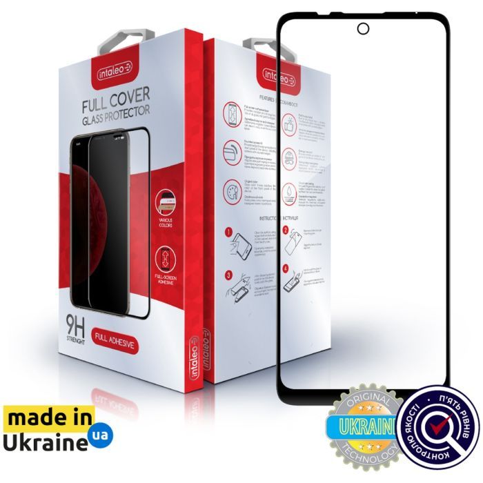 Стекло защитное Intaleo Full Glue MOTO E30/E40 Black Фото