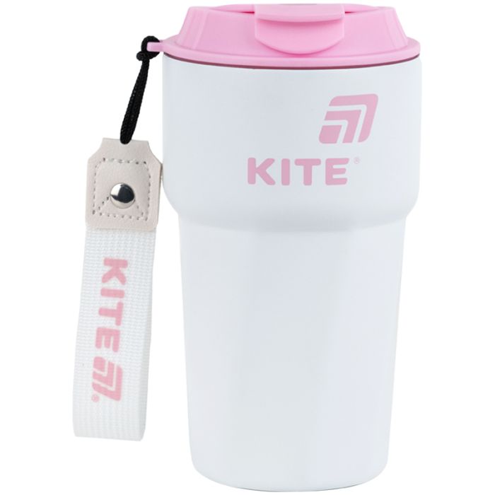 Термокружка Kite 450 мл біло-рожева Фото