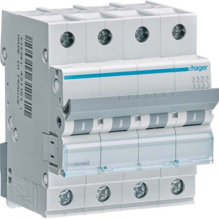 Автоматический выключатель Hager 4-п. C 16A (6kA) 4M (B) Фото