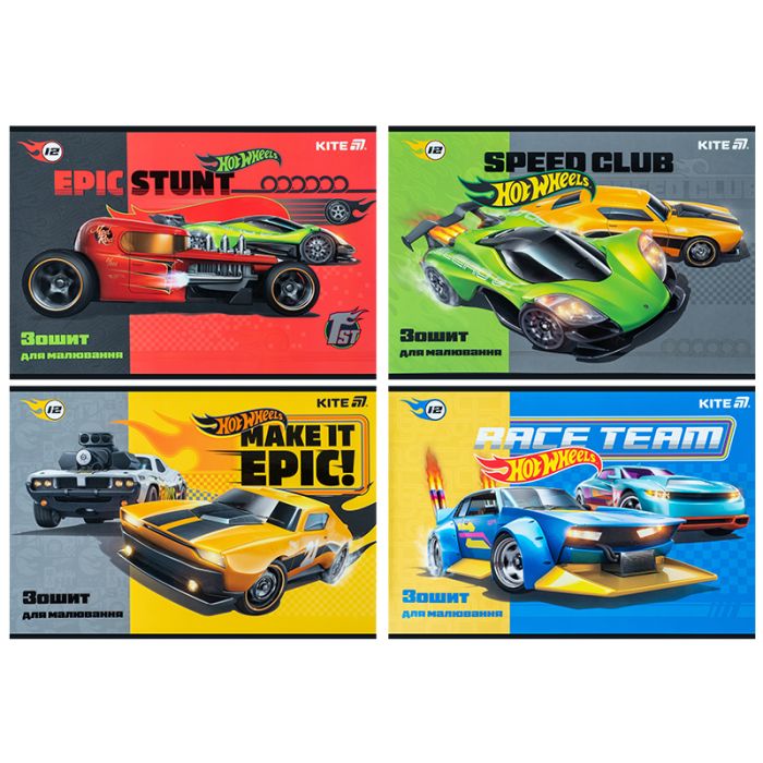 Альбом для рисования Kite Hot Wheels, 12 аркушів Фото