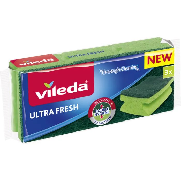 Губки кухонные Vileda Ultra Fresh Антибактериальные 3 шт. Фото