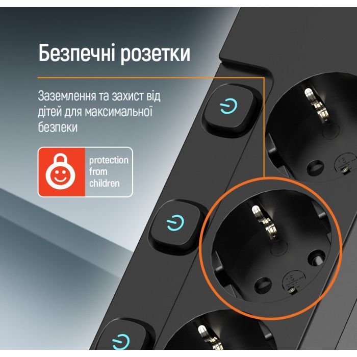 Сетевой фильтр питания ColorWay CW-PSEA52SBK 5 розеток2м Фото 7