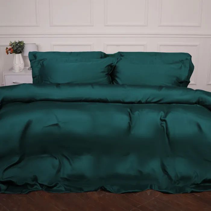 Постельное белье MirSon Tencel №07 Emerald 175х210 двуспальный Фото