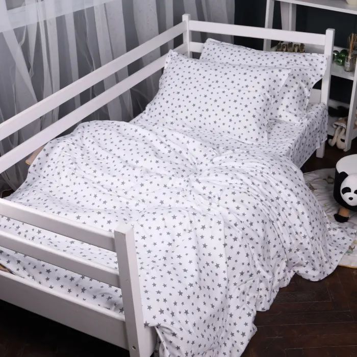 Постельное белье MirSon 016 White Stars Фланель 200x220 Евро Фото