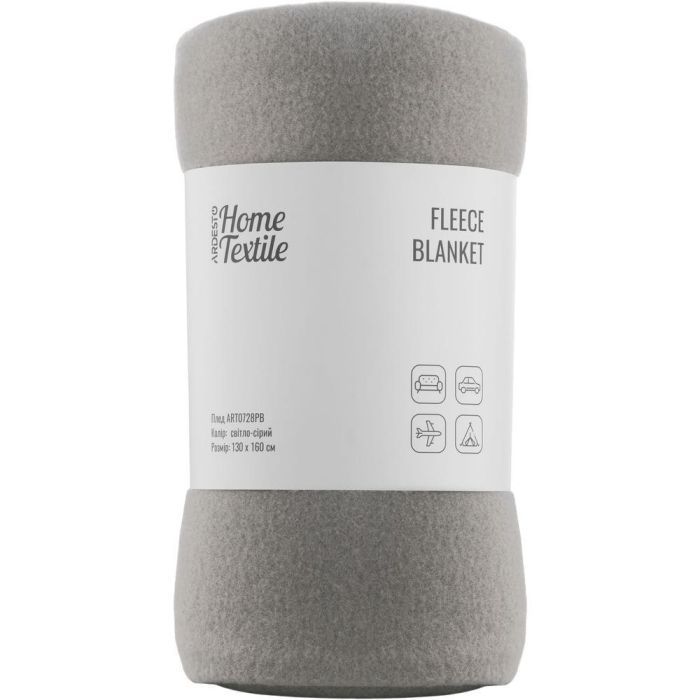 Плед Ardesto Fleece 100% поліестер, сірий світлий 130х160 см Фото