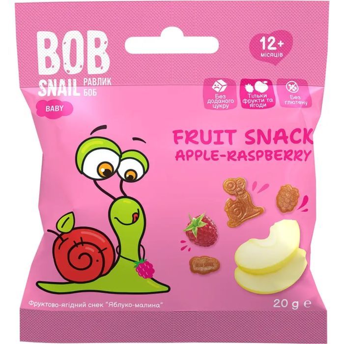 Детские снеки Bob Snail фруктові яблуко-малина 20 г Фото