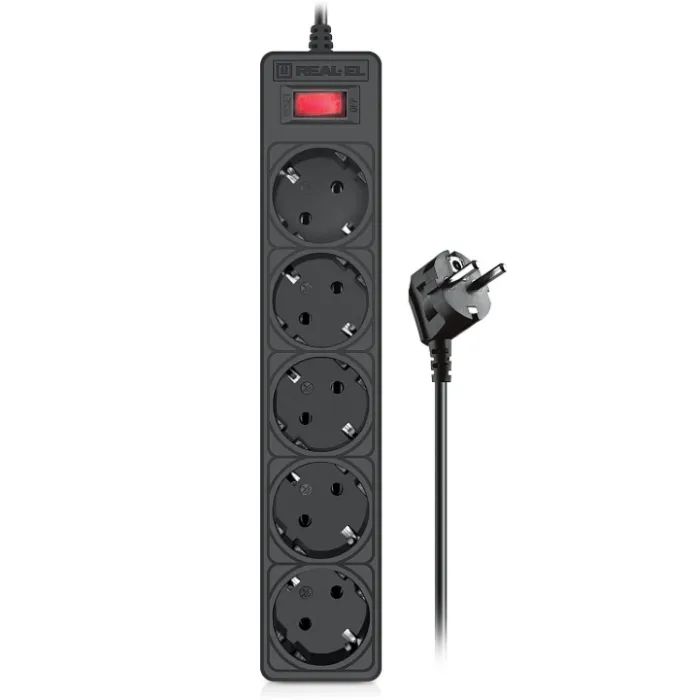 Сетевой фильтр питания REAL-EL RS-Protect 505, 1.8m, black Фото