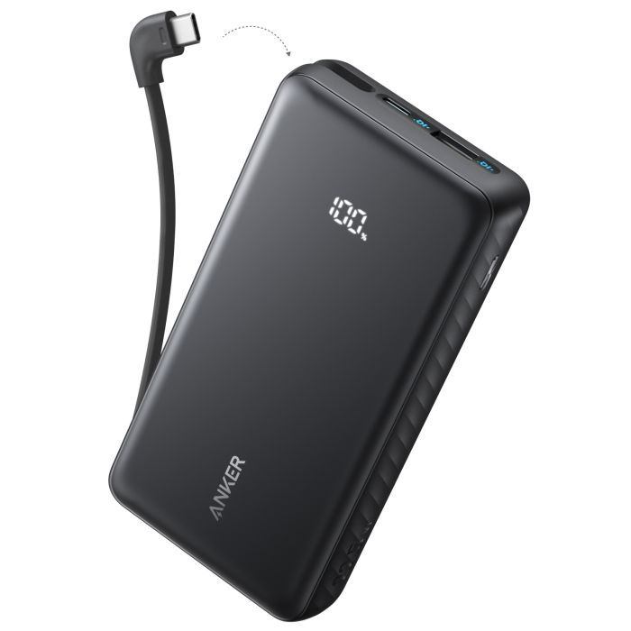 Батарея универсальная Anker 20000mAh 22.5W Built-In USB-C Cable Black Фото